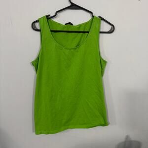 Talbots Green Wide Strap Tank Top Size Large Cotton & Modal Blend Layering